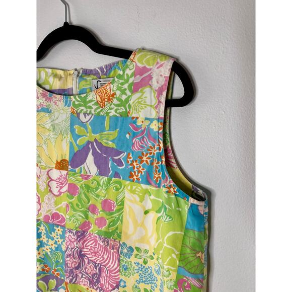 Vintage 1990s Lilly Pulitzer White Label Patchwork Shift Dress 8P AS IS Flaws - Picture 9 of 16